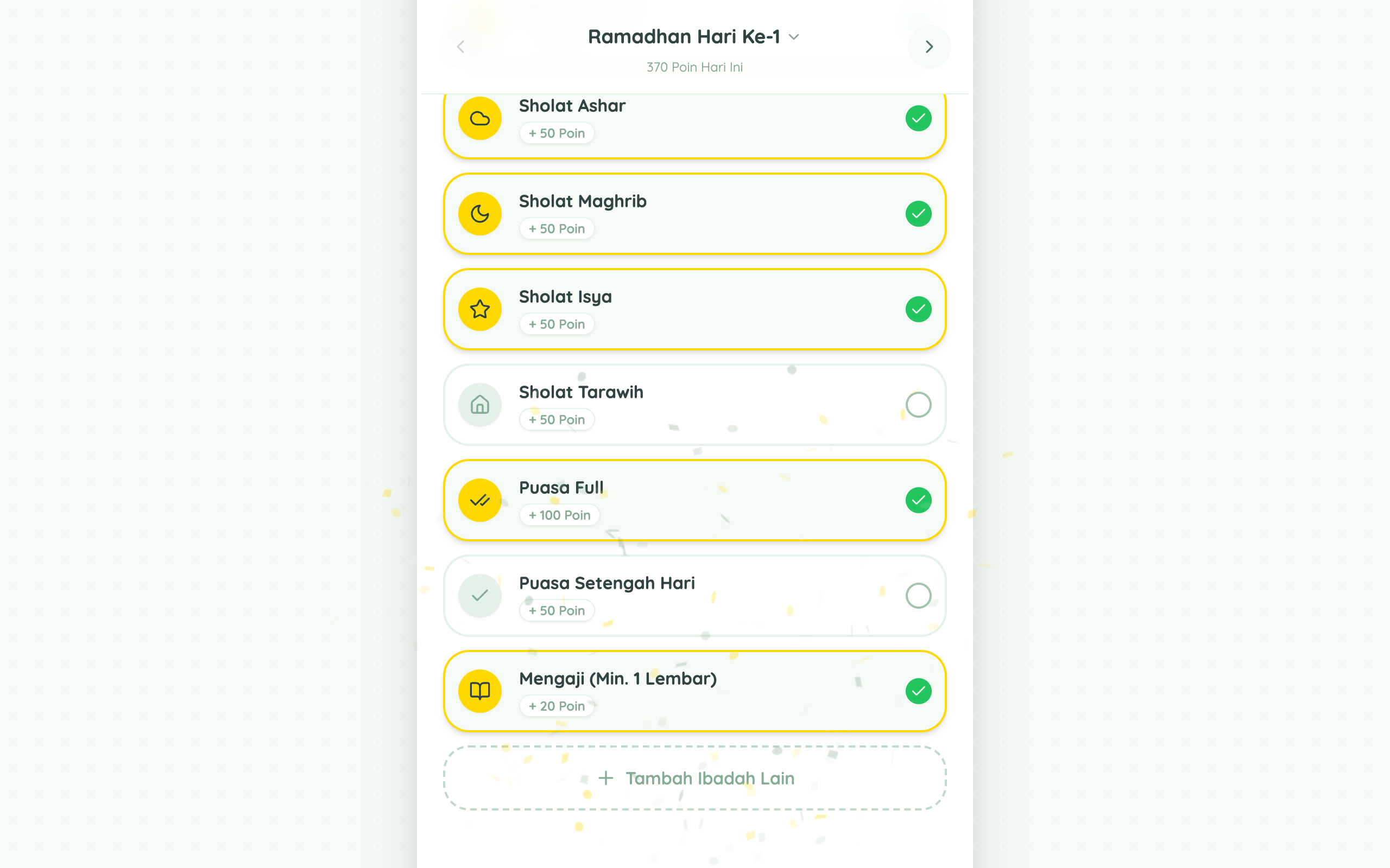 Jurnal Ramadhan Ceria — Daily worship checklist