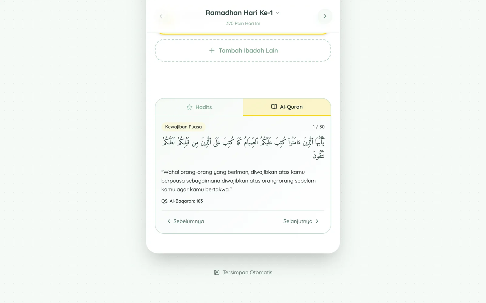 Jurnal Ramadhan Ceria — Daily Quran verse