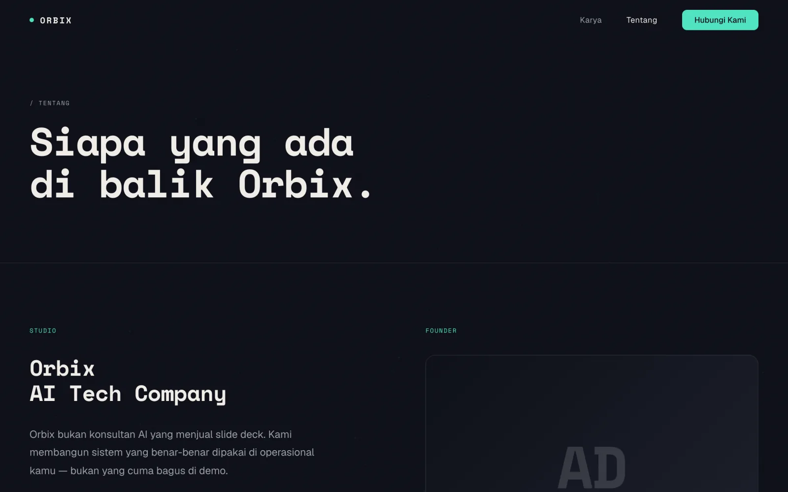 Orbix Portfolio — About page