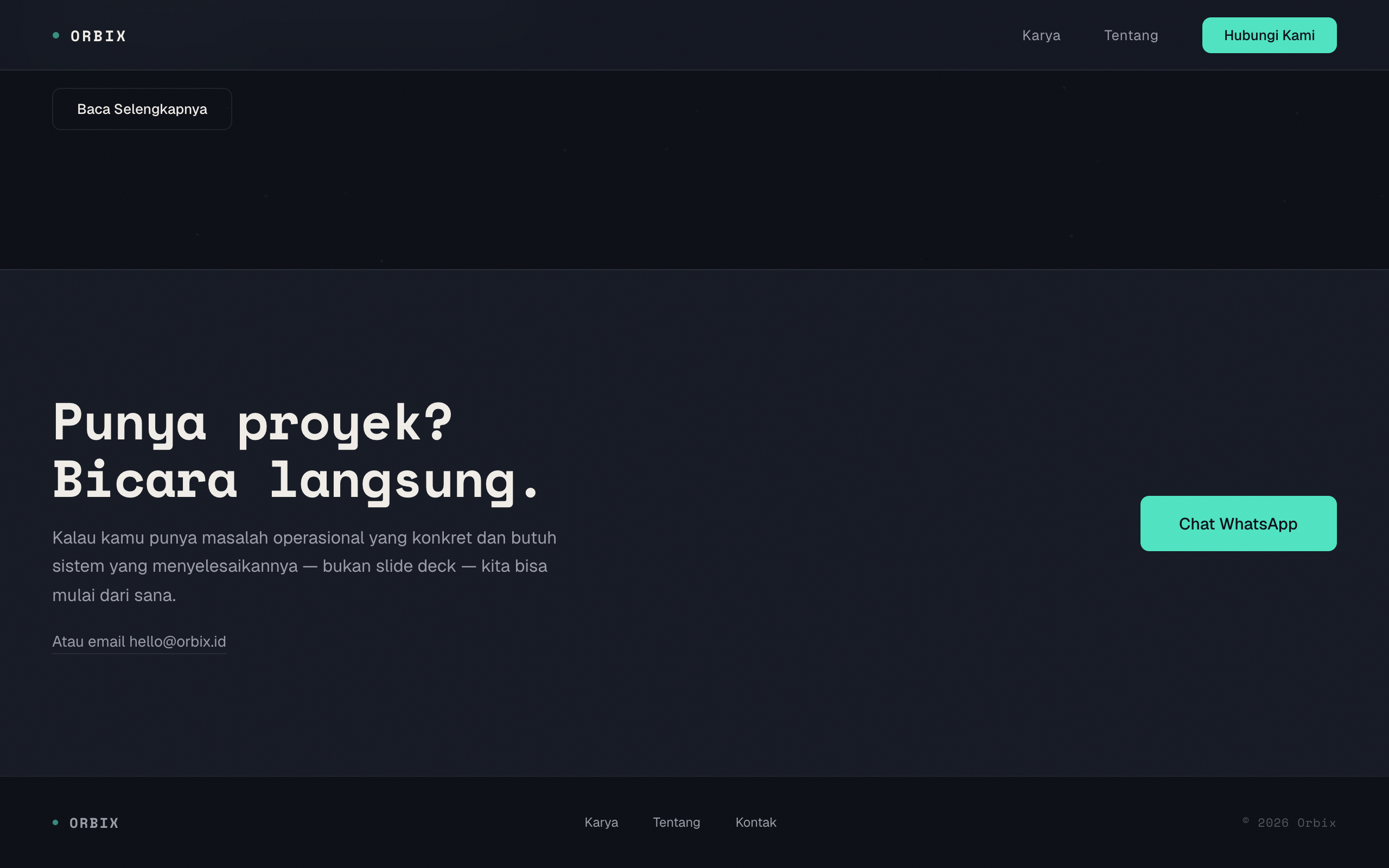 Orbix Portfolio — Contact section