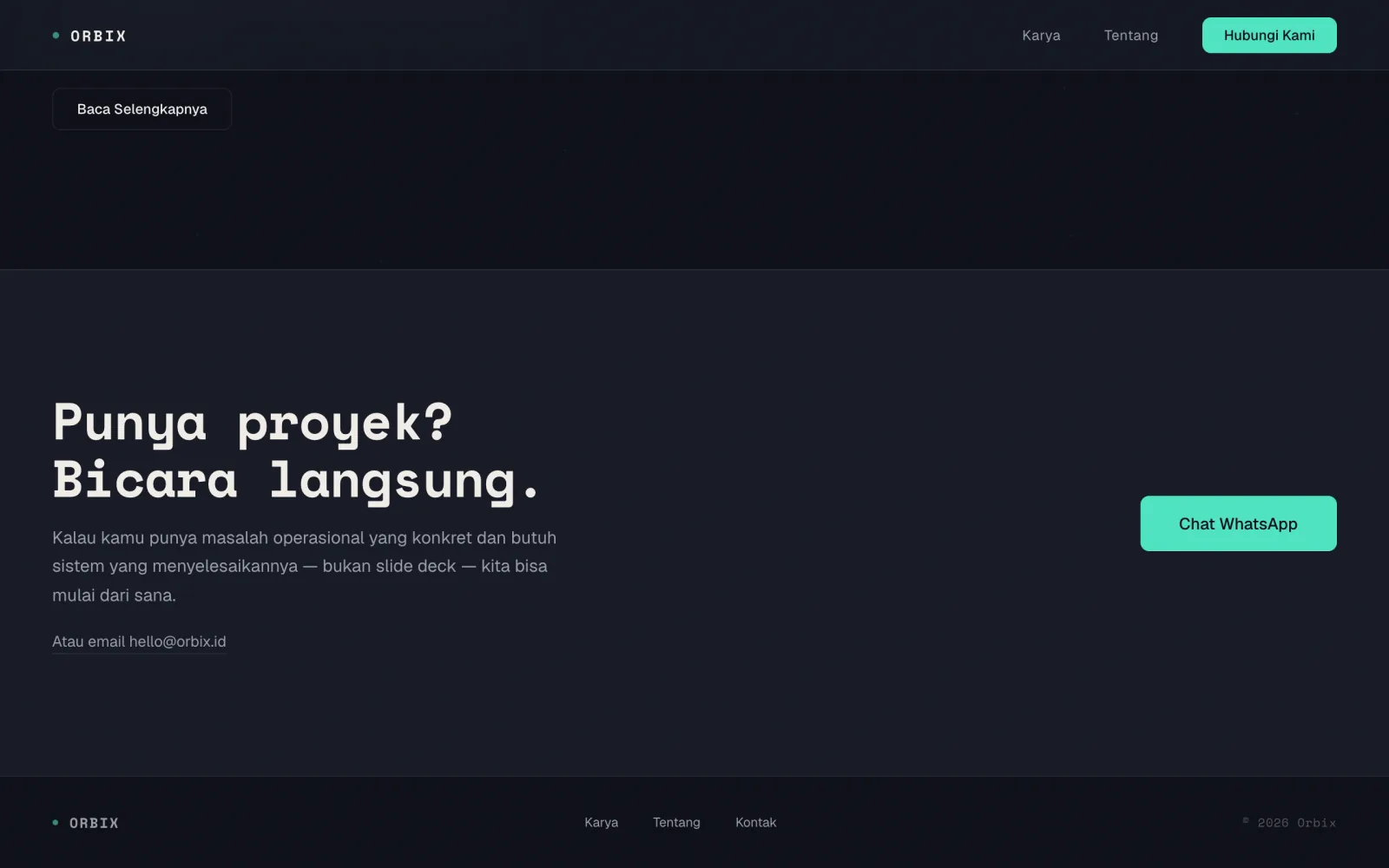 Orbix Portfolio — Contact section