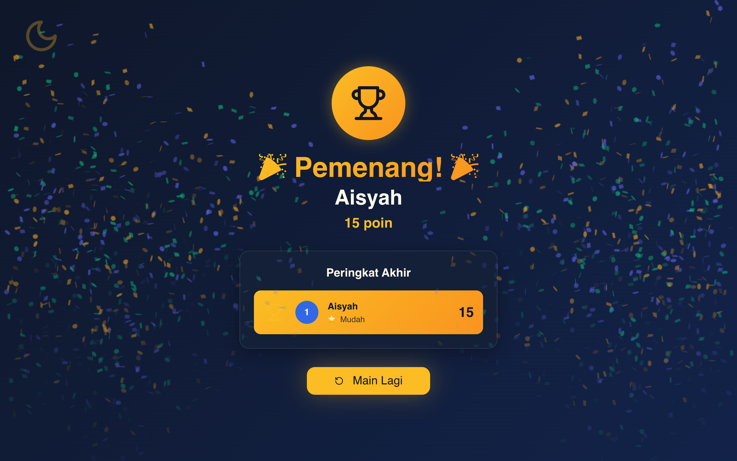 Ramadhan Trivia Quest — Winner screen
