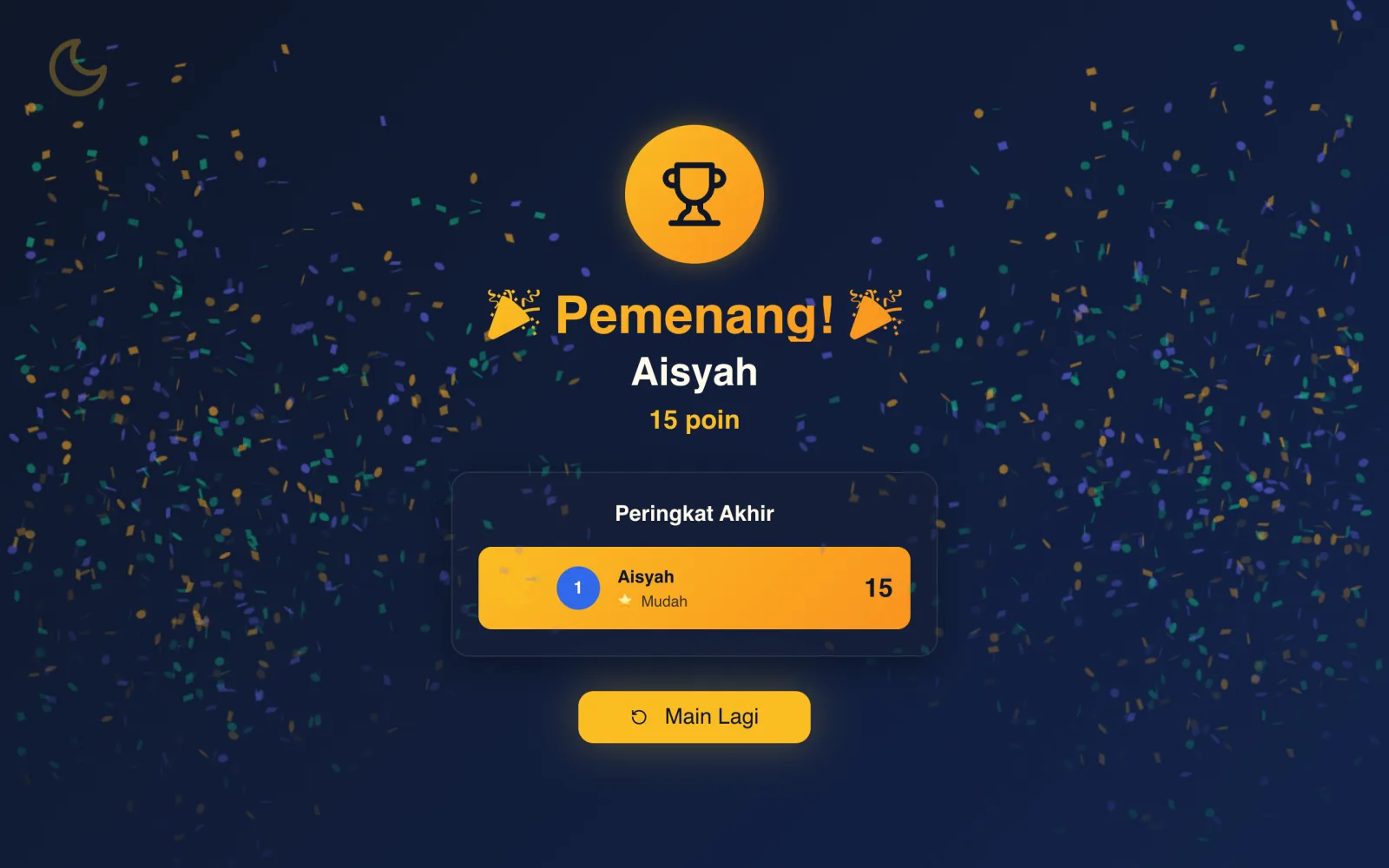 Ramadhan Trivia Quest — Winner screen