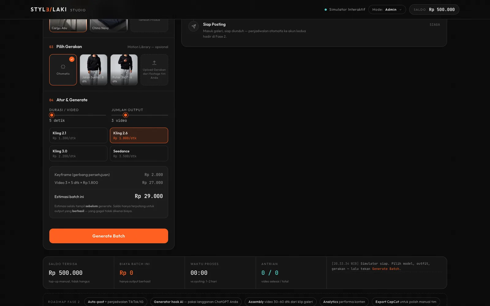 STYLELAKI Studio — Workflow and cost calculation